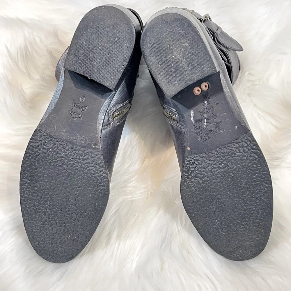 Faryl Robin Dark Grey Gold Studded Leather Booties - Picture 9 of 12